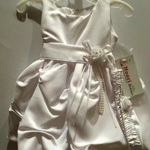White Dress & Head Band! New with tags 12 months! Wedding Christening Stunning!